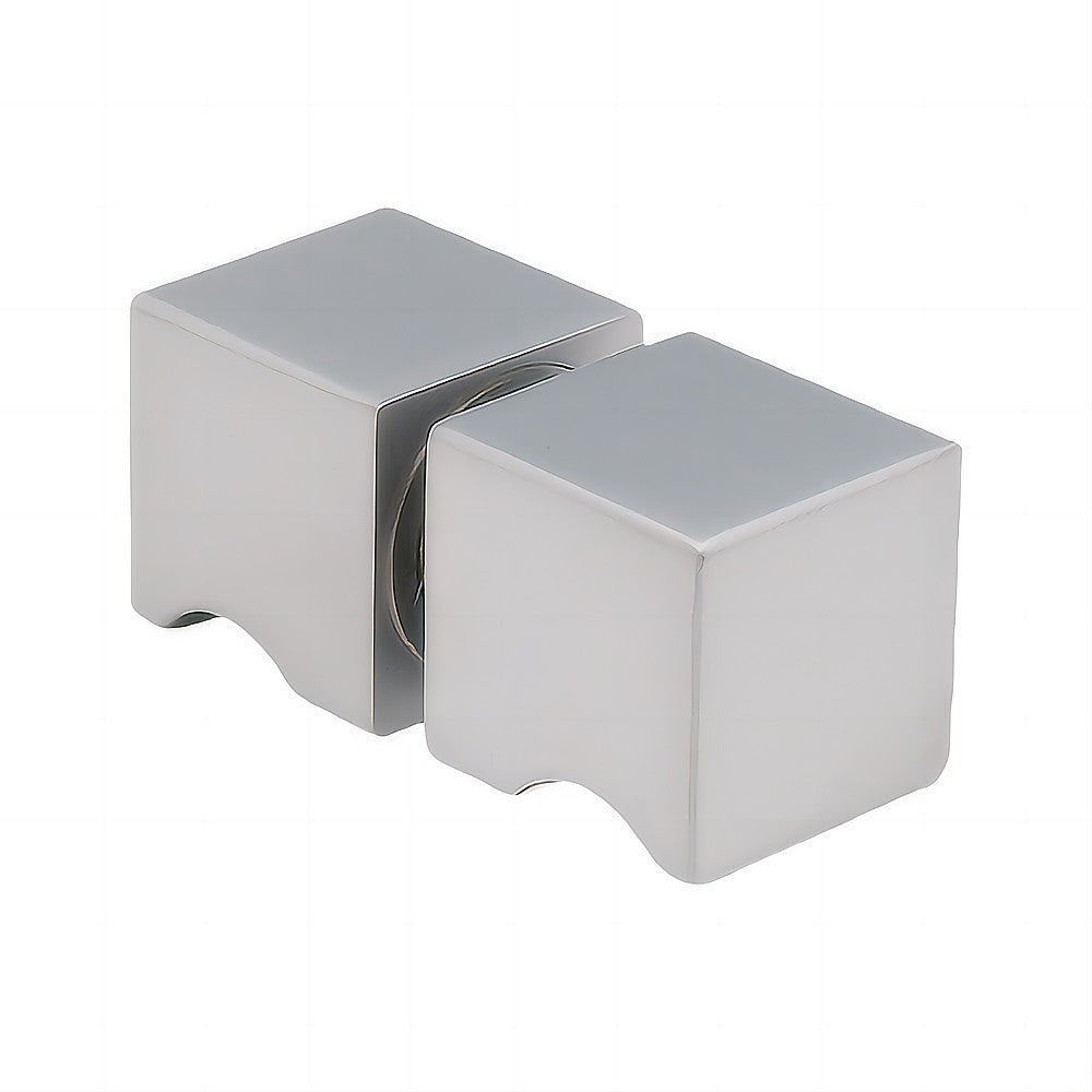 120x120cm Corner Frameless Shower Screen – Nickel Wall Channel with Brass Hinges & Square Knob Handle