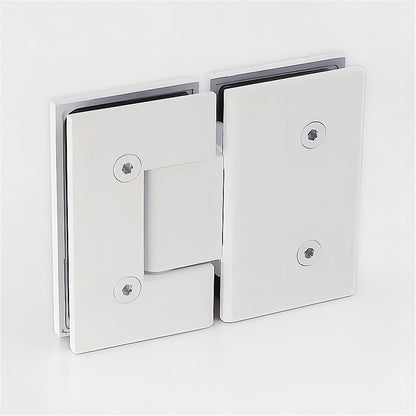 90x90cm Corner Frameless Shower Screen – White Wall Channel and Floor Channel with Brass Hinges & Round Knob Handle