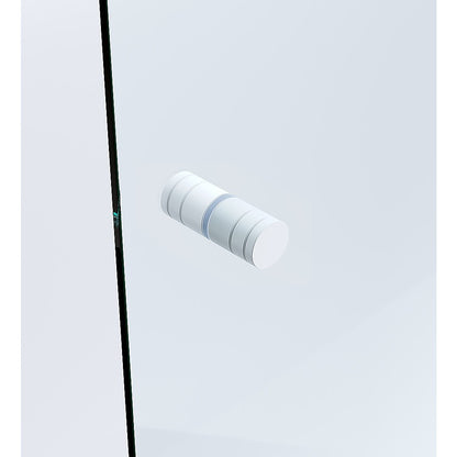 120x110cm Corner Frameless Shower Screen – White Wall Channel with Brass Hinges & Round Knob Handle