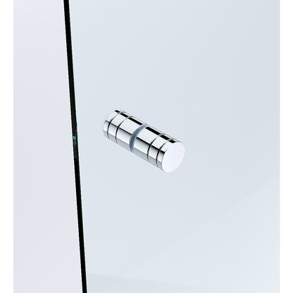 120x120cm Corner Frameless Shower Screen – Chrome Wall Channel with Brass Hinges & Round Knob Handle