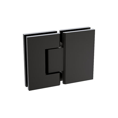 90x90cm Corner Frameless Shower Screen – Black Wall Channel and Floor Channel with Brass Hinges & Square Double Pull Handle