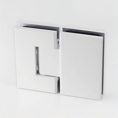 90x90cm Corner Frameless Shower Screen – White Wall Channel and Floor Channel with Brass Hinges & Square Double Pull Handle
