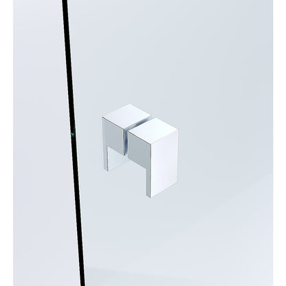 120x120cm Corner Frameless Shower Screen – Chrome Wall Channel with Brass Hinges & Square Double Pull Handle