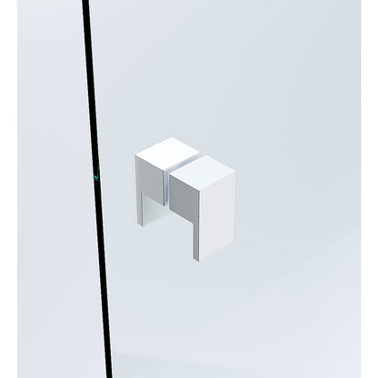 120x120cm Corner Frameless Shower Screen – White Wall Channel with Brass Hinges & Square Double Pull Handle
