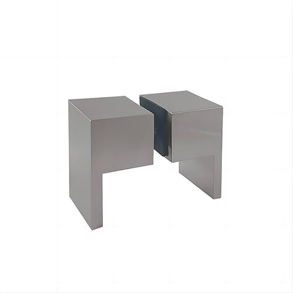 120x120cm Corner Frameless Shower Screen – Nickel Wall Channel with Brass Hinges & Square Double Pull Handle