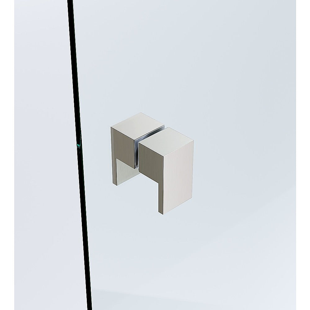 120x120cm Corner Frameless Shower Screen – Nickel Wall Channel with Brass Hinges & Square Double Pull Handle