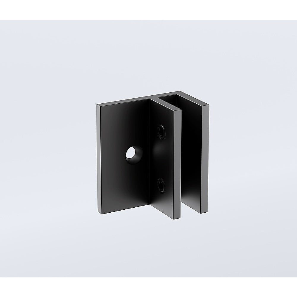 110x110cm Double Door Corner Shower Screen – Black F-Brackets, SS Hinges & Square Double Pull Handle