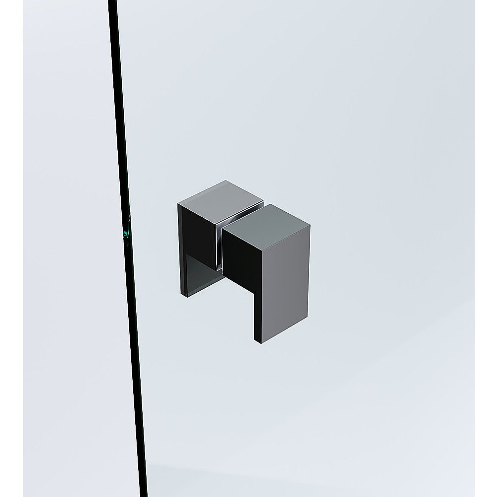 120x120cm Double Door Corner Shower Screen – Black U-Brackets, SS Hinges & Square Double Pull Handle