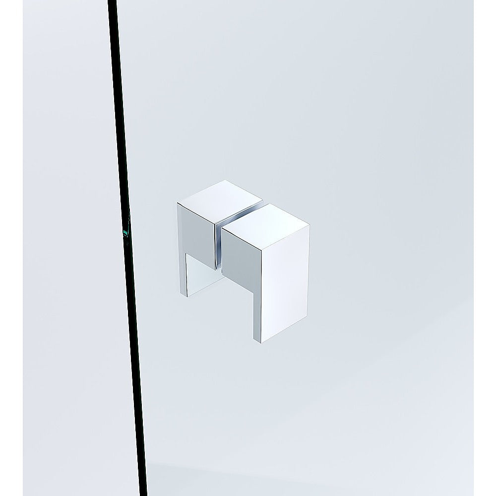 110x110cm Double Door Corner Shower Screen – Wall Channels with SS Hinges in Chrome, Square Double Pull Handle