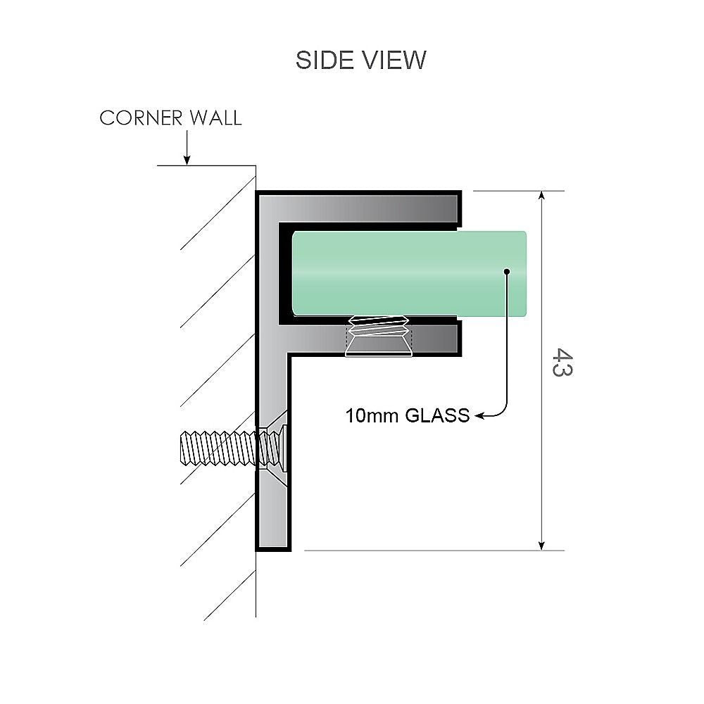 110x110cm Double Door Corner Shower Screen with Nickel Brackets and Brass Hinges, Square double pull Handle
