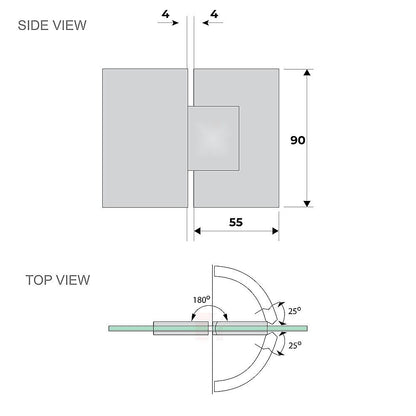 120x120cm Double Door Corner Shower Screen with Gold Brackets and Brass Hinges, Square double pull Handle