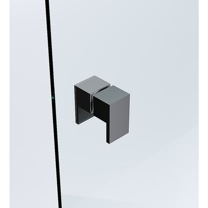 90x90cm Double Door Corner Shower Screen – Channels with Brass Hinges in Black, Square Double Pull Handles
