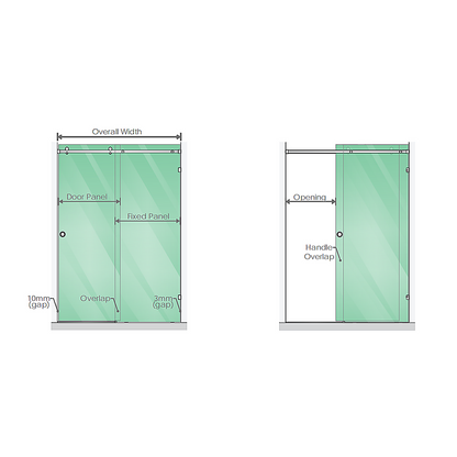 180x90cm Frameless Glass Sliding Corner Shower – With Black Rail and Wall Channel for Contemporary Bathrooms