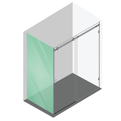 180x90cm Frameless Glass Sliding Corner Shower – With Black Rail and Wall Channel for Contemporary Bathrooms