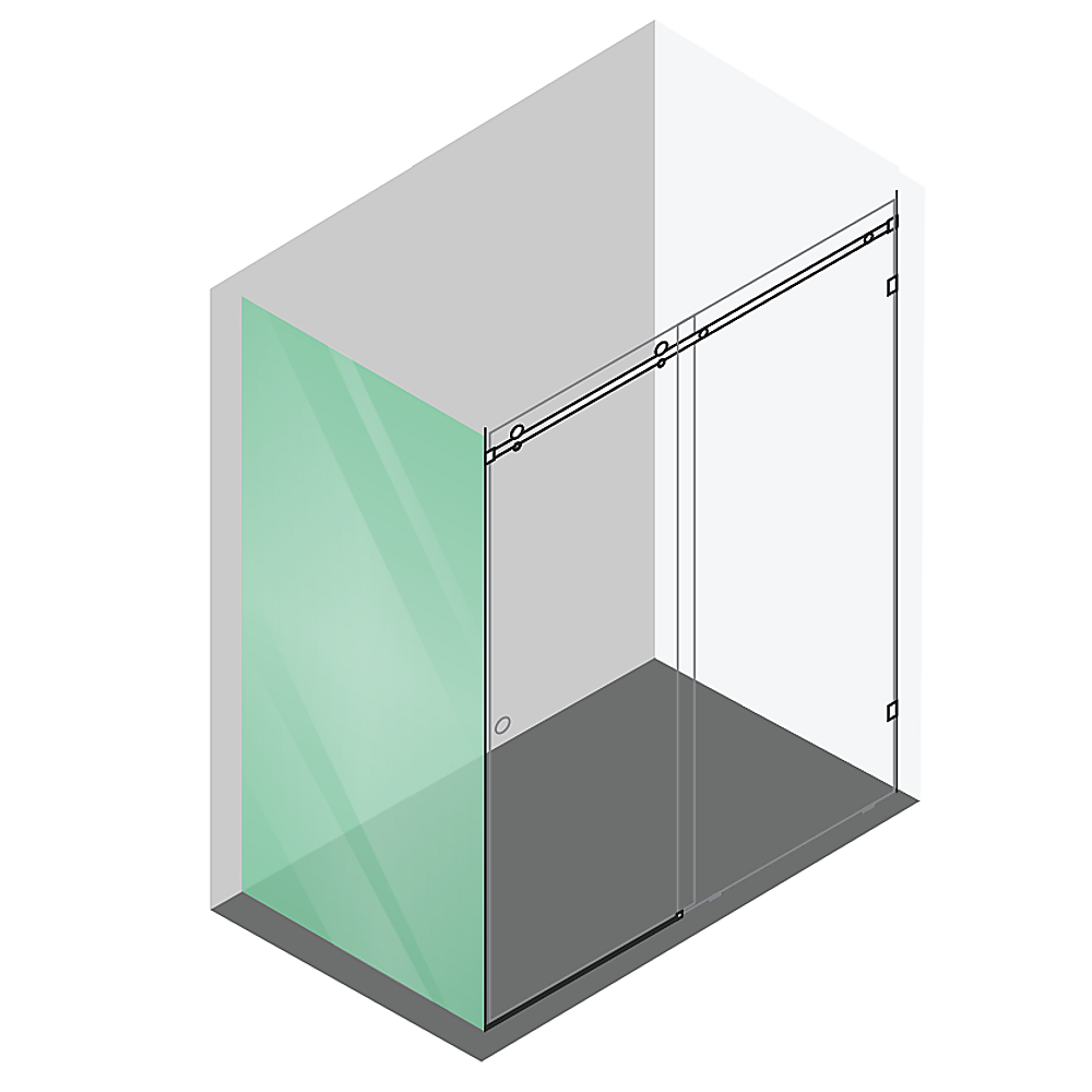180x100cm Frameless Glass Sliding Corner Shower – With Black Rail and U-Brackets for Contemporary Bathrooms
