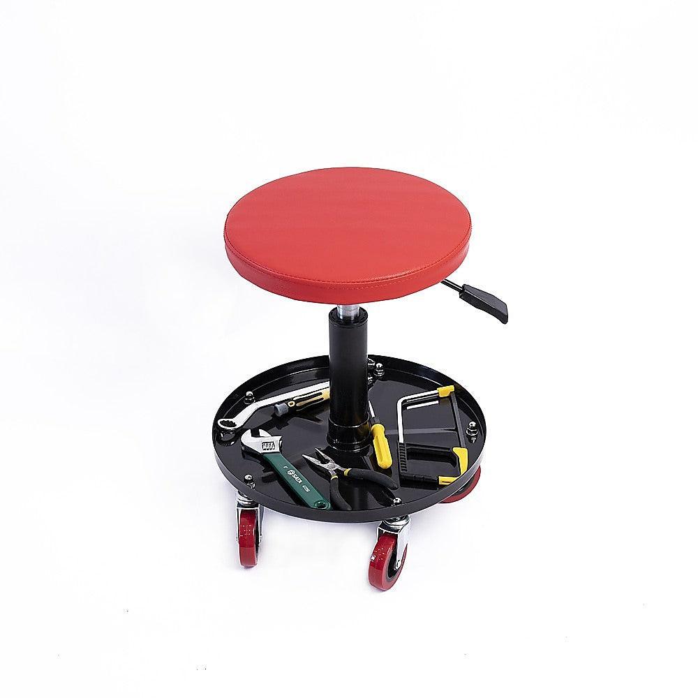 Rolling Shop Stool Mechanics Garage Stool Adjustable Work Seat Creeper.