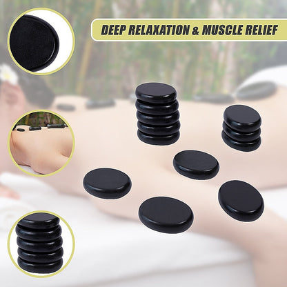 12pcs Hot Massage Stone Basalt Stones Kit Set Rock SPA Oiled Massage Tool.