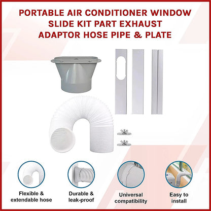 Portable Air Conditioner Window Kit – Exhaust Hose Adaptor Pipe & Slide Plate