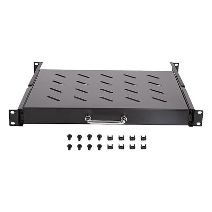 Sliding Rack Server Shelf 1U 19" 4 Post Mount – Adjustable 15" to 22" Rack Tray