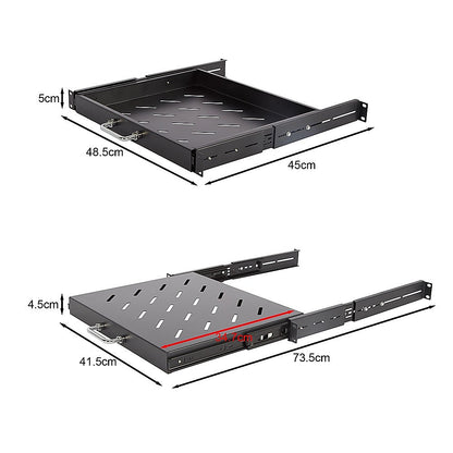 Sliding Rack Server Shelf 1U 19" 4 Post Mount – Adjustable 15" to 22" Rack Tray