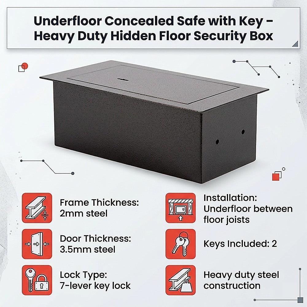 Underfloor Concealed Safe with Key â Heavy Duty Hidden Floor Security Box.