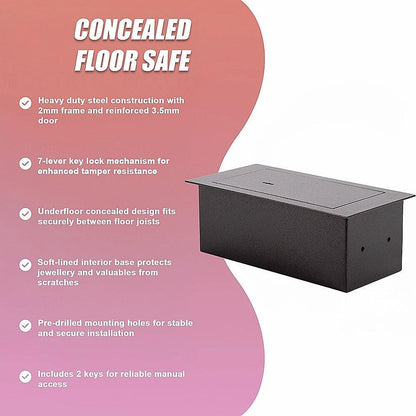 Underfloor Concealed Safe with Key â Heavy Duty Hidden Floor Security Box.