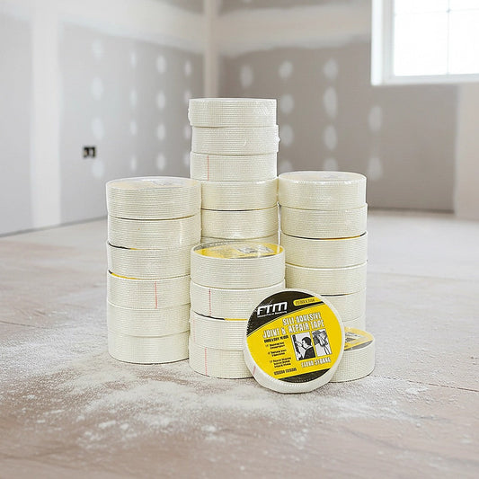 24-Pack Fibreglass Plasterboard Joint Tapes – 50mm x 90m Self-Adhesive Drywall Mesh Rolls