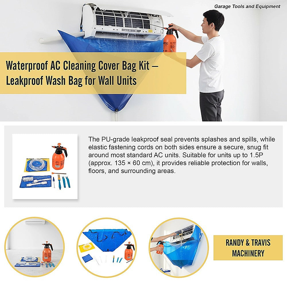 Waterproof AC Cleaning Cover Bag Kit – Leakproof Wash Bag for Wall Units