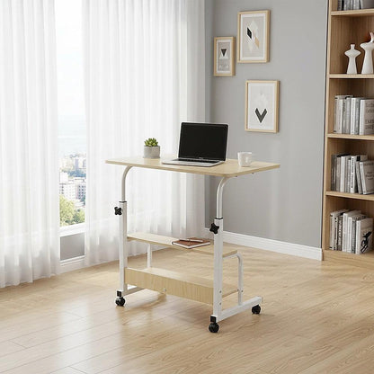 Height Adjustable Rolling Overbed Table 60cm Mobile Computer Desk.