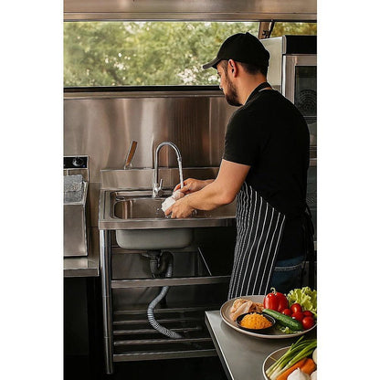 Freestanding Stainless Steel Kitchen Sink 120x50x79cm â Commercial Utility Wash Basin.