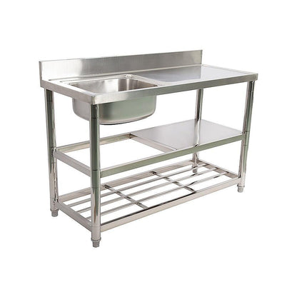 Freestanding Stainless Steel Kitchen Sink 120x50x79cm â Commercial Utility Wash Basin.