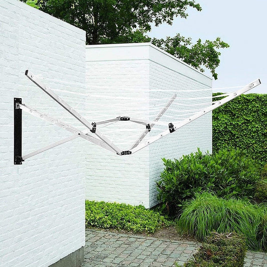 26m Folding Dryer for Laundry & Washing - Wall Mounted 5 Arm Clothes Airer