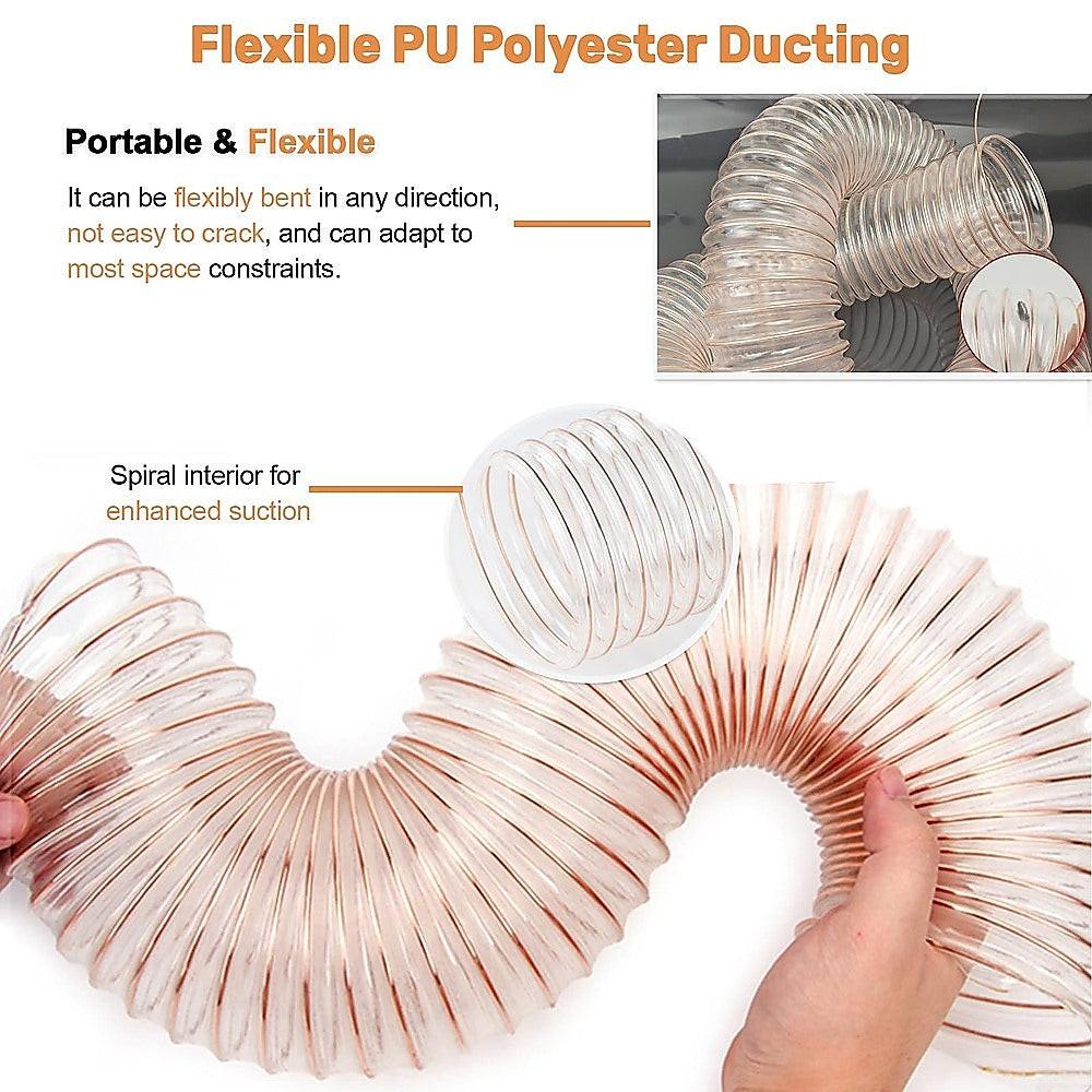 2m PU Flexible Ducting Hose â Clear Ventilation & Dust Extraction Tube for Woodworking & Fume Control.