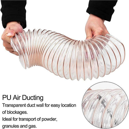 2m PU Flexible Ducting Hose â Clear Ventilation & Dust Extraction Tube for Woodworking & Fume Control.