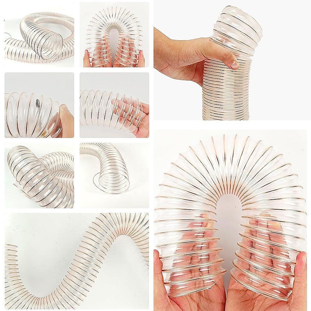 2m PU Flexible Ducting Hose â Clear Ventilation & Dust Extraction Tube for Woodworking & Fume Control.