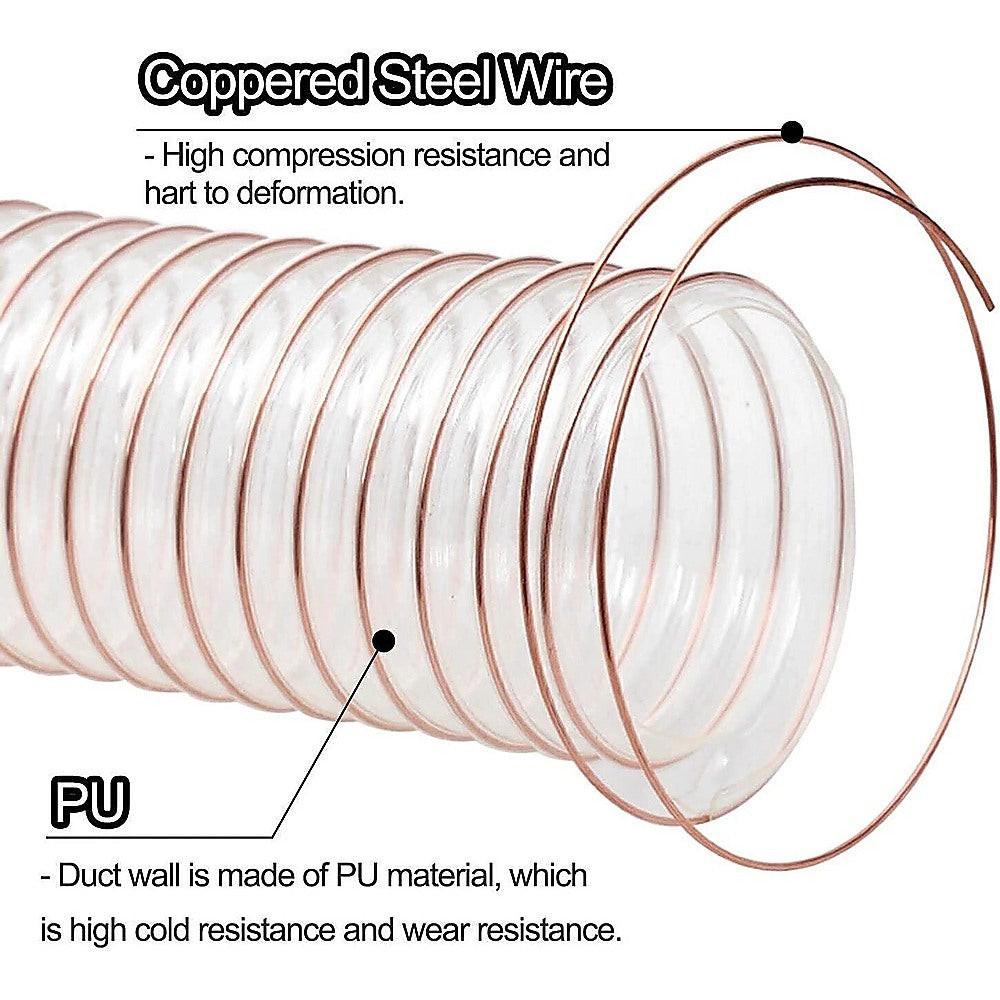 2m PU Flexible Ducting Hose â Clear Ventilation & Dust Extraction Tube for Woodworking & Fume Control.