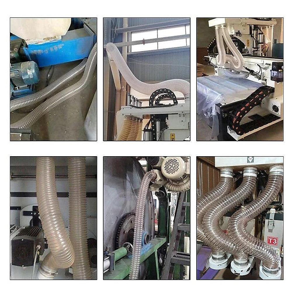2m PU Flexible Ducting Hose â Clear Ventilation & Dust Extraction Tube for Woodworking & Fume Control.