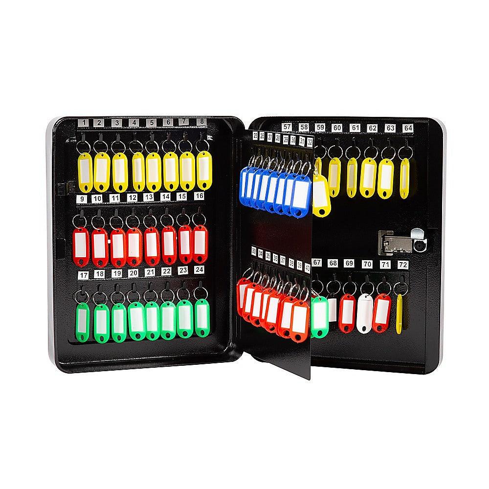 Key Cabinet Lock Box â 72 Key Capacity Wall Mount Secure Storage Organizer.