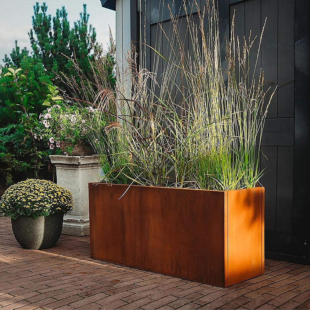 Corten Steel Planter Box 62x40x39cm Outdoor Garden Raised Bed Rust Finish