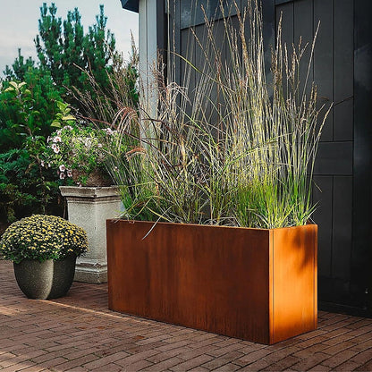 Corten Steel Planter Box 62x40x39cm Outdoor Garden Raised Bed Rust Finish