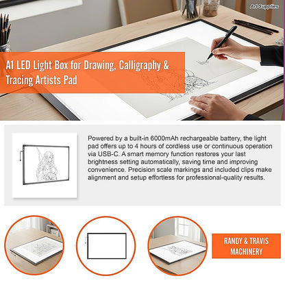 A1 LED Light Box for Drawing, Calligraphy & Tracing Artists Pad
