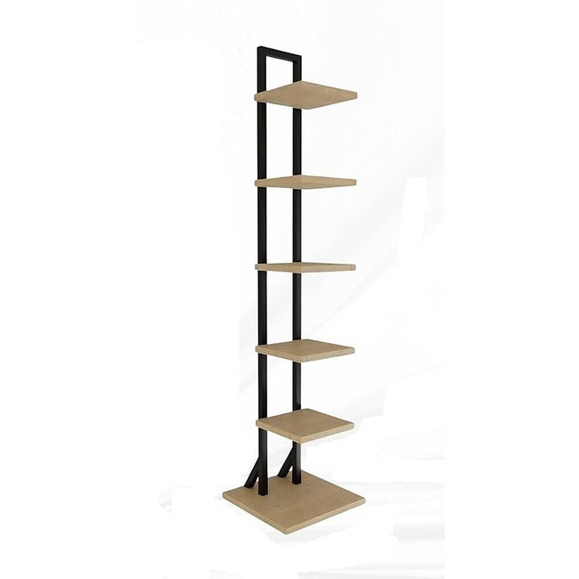 Bookshelf 6 Tier Corner Storage Rack Floor Standing Or Wall Mounted Bookcase Black Display Shelf For Living Room Organisation Hover Image