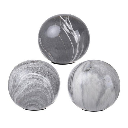 Set 3 Grey Marbleized Balls 10cm.