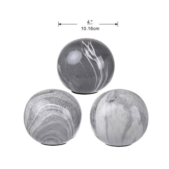 Set 3 Grey Marbleized Balls 10cm.