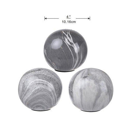 Set 3 Grey Marbleized Balls 10cm.