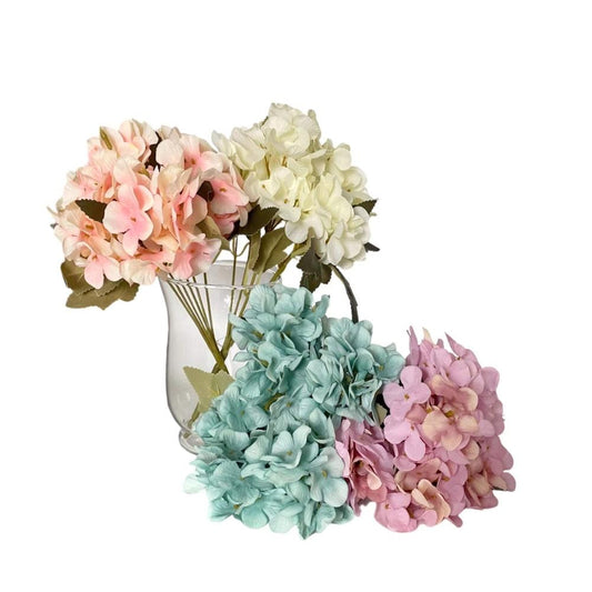 bulk 36 Artificial Hydranger 6 Heads Assorted 30cm.