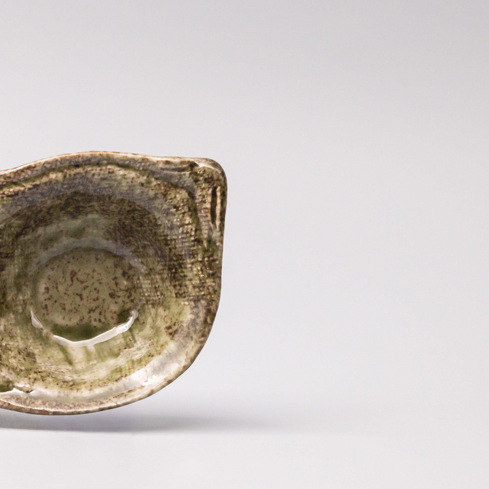Edamame Triple Pod Dish Green Glaze.