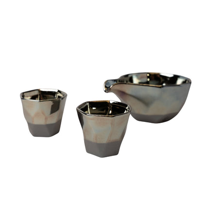 Sake Set Faceted Ink Glaze