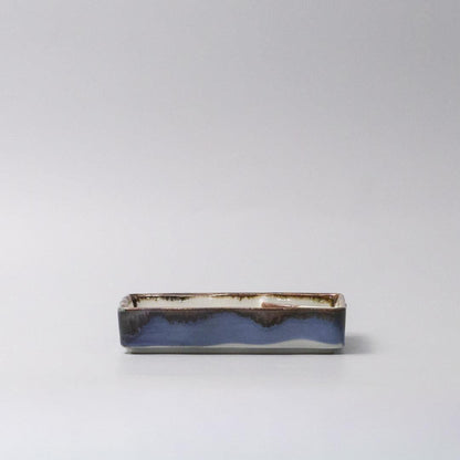 Sushi Plate Inbuilt Sauce Dish 15cm Tenmokku Edge Design.