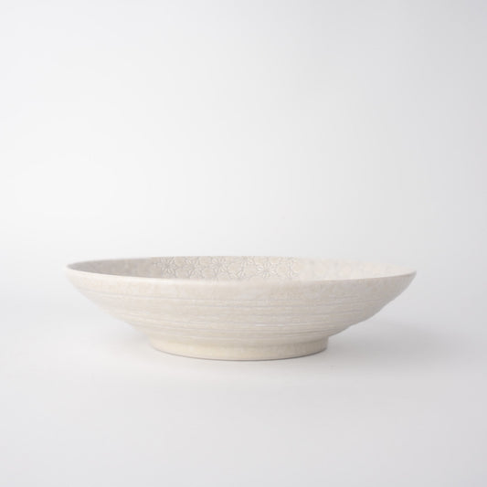 Pasta Bowl Flat 23cm White Star Glaze.